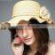 lotus straw cap for outdoor with lace flower beach hat for party girl