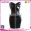 2015 Wholesale women zipper black tight leather dress