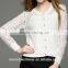 lady's knitted Round-neck long sleeve lace transparent elegance cardigan