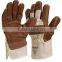 Deltaplus cowhide gloves with cotton palm and back reinforcement safety gloves