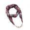 Gorgeous Print Scarf Necklace Decorated With Pearl Beads Necklace Chain