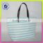 polyester stripe bag high quality fashion paper straw shopping bag