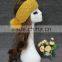 Factory directly wholesale price knitted yellow headband raccoon fur scarf with fur ball