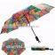 Automatic design light frame promotion custom 3 foldable umbrella