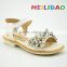 Girls Solo Flat Headed Shoes with Flowers for Decortaion
