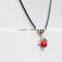 Vintage Antiqued Silver Wings Red Bead w/ Black String Pendant Necklace2016 Fashion Style Wholesale
