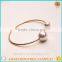 2016 hotsale style titanium steel rose gold pearl open end bangle bracelet