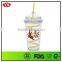 Full color logo printing double wall Plastic 16oz Cups with dome or flat lid