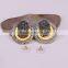 Metal Alloy Plated Gold Earrings, Circle Shape Pave Crystal Jewelry Stud Earrings