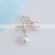 AAAAA 7.5-8mm White Akoya Pearl Stud Earrings with 18K Gold Posts and Silicon Stopper