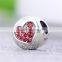 X123A European Fine Engagement Occasion Red Zircon Birthstone Charm Personalized Engraving Round Bead