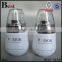  china new products 30ml cosmetic lotion perfume screen printing white glass bottle silver aluminum pump bottle glass