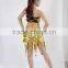 2015 fashion sexy yellow sequins women latin ballroom dress for competition