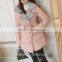 2016 Customized Manufacture Fashionable Korean Style Winter Thick Turn-down Collar Medium Style Ladies Coats With Braid