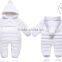 Super quality Baby jumpsuits down jacket/ Kids winter warm out wear with hoods fur poms pom