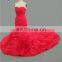 HMY-E0441 Sweetheart Ruffled Top Sheath Mermaid Long Train Ruffled Red Wedding Dress Organza