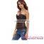 2017 New Dropship High Quality Brown Grommet Leather Trim Brocade Corset Steampunk