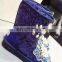 Aidocrystal Handmade Royal Blue Lady fashion bling bling rhinestone sequins snow boots