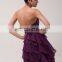 Grace Karin Ladies Strapless Knee Length Chiffon Short Grape Evening Dress CL3439