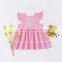 2019 summer fly sleeved Girls lae ruffle Dresses kids pink blue princess bow vest dress