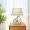 Popular solid geometry design ceramic base bedside night lamp for hotel decor