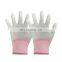 13G Nylon Gloves with White PU Coating on Fingertips