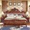 European style Luxury leather bed Antique design Solid wood king size bed