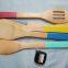 Bamboo utensil set with colorful handle Wholesale colorful bamboo cooking spatula set