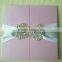 Royal Elegant Pink Silk Box Wedding Invitations Wholesale with Big Buckle