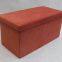 Foldable storage velvet ottoman-orange