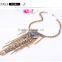 2015 YiWu new products Exaggerated short necklace female character set auger sautoir long tassels design