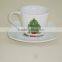 Porcelain Espresso Coffee Cup and Saucer with Lovely Christmas Tree Design