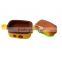 Hot Sale Two Hole Creative Cute Fashion Hamburger Shaped Plastic Pencil Sharpener With 2 Erasers Novelty Children Study Tools