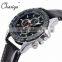 Chaxigo factory wholesale sport leather three eyes fashion design men chronograph watch