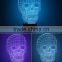 skull heads shape acrylic 3d optical illusion led night light lamp christmas table decoration light