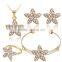 Fashion Amazing Shining Star Gold Plated Rhinestone Necklace Stud Earring Bracelet Ring Set for Women Wedding Jewelry Set