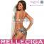RELLECIGA NEW Metallic Leopard Pattern Full-Lined Bandeau Bikini Set with Front "V"