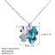New 2016 Austrian Crystal Jewelry Pendants Fashion 18k White Gold Plated Rhinestone Four Leaf Necklace Clover Pendant