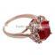 Newest Red Cubic Zirconia 18k Real Gold Plated Anniversary Ruby Ring
