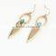 2016 Unique Fashion Design Gold Plated Polishing Turquoise Drop Earrings
