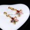 Multi Color Cubic Gem Redbud Shape 18K Gold Plated Hoop Huggie Handmade Earrings