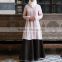 Hot sale V neck button front muslim pleated middle east button ladies simple abaya