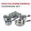 modern kitchen design 9pcs kitchen cabinet item stainless steel kitchen queen cookware set with glass lid