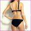 Sexy Women Bikini Set Contrast Cross Strap Push Up Padded Swimwear Swimsuits Beachwear Hit Color Black White Swimsuits Bikinis