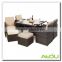 Audu BROWN RATTAN 4 seat rattan cube set with footstools
