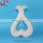 Valentines' Day Favor Heart Shape Ceramic Vase White Glazed