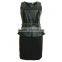 Sexy lady's elegant pure black bondage dress with peplum and belt