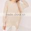 Custom Made Women Longline Oversized Knitwear Private Label Own Branding Sweater Distressed Off Shoulder Jumper Cream