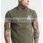 Hot Sale Streetwear Khaki 95% Cotton 5% Elastane Short Sleeve Curved Hem T Shirt OEM Gym Fitted Longline T Shirt