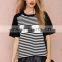 Stripe knit ladies custom raglan t-shirt